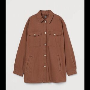 H&M Oversized Brown Shacket Jacket XXS (Runs Large) see measurement photo